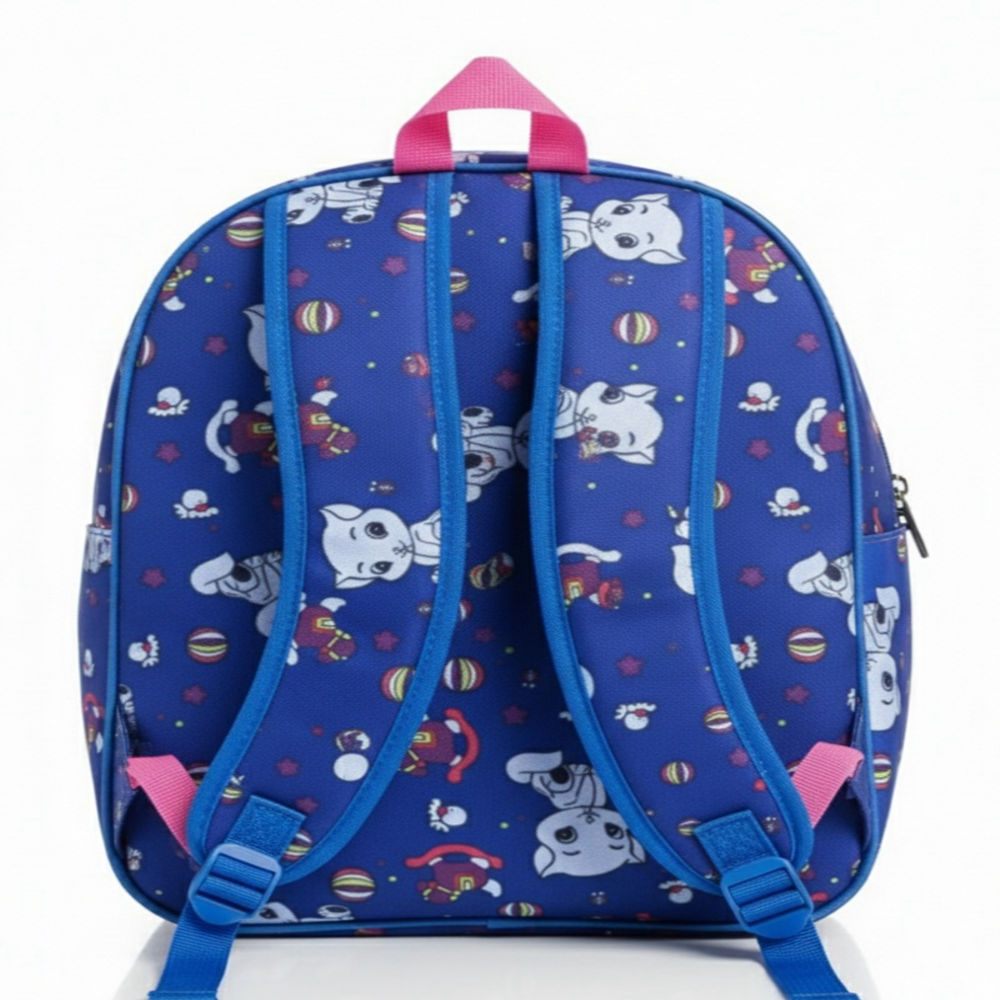 Childrens Vibrant Blue Backpack with Cartoon Kitten Design